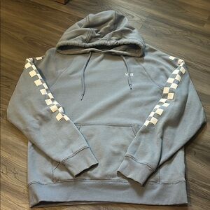 Vans Blue Versa Hoodie with White Checkerboard Sleeves